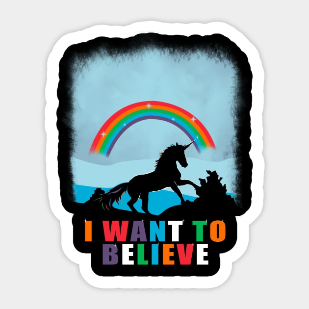 I want to believe in unicorn Sticker by Piercek25